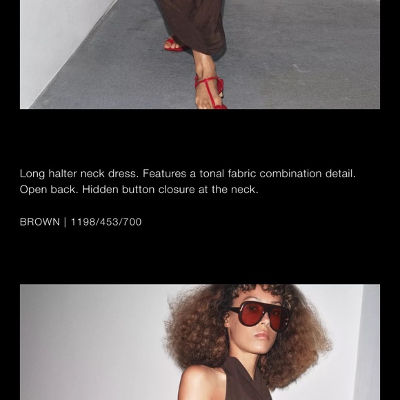 ZARA Drop Waist Halter Combination Brown Dress - Picture 5 of 11